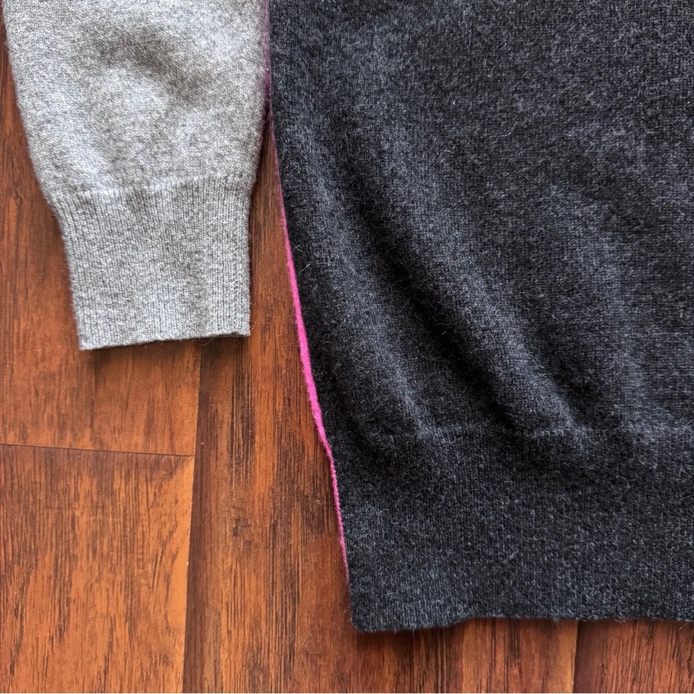 Autumn Cashmere 100% Cashmere Colorblock Sweater L Pink Grey Fuzzy Soft Luxury - Picture 9 of 16